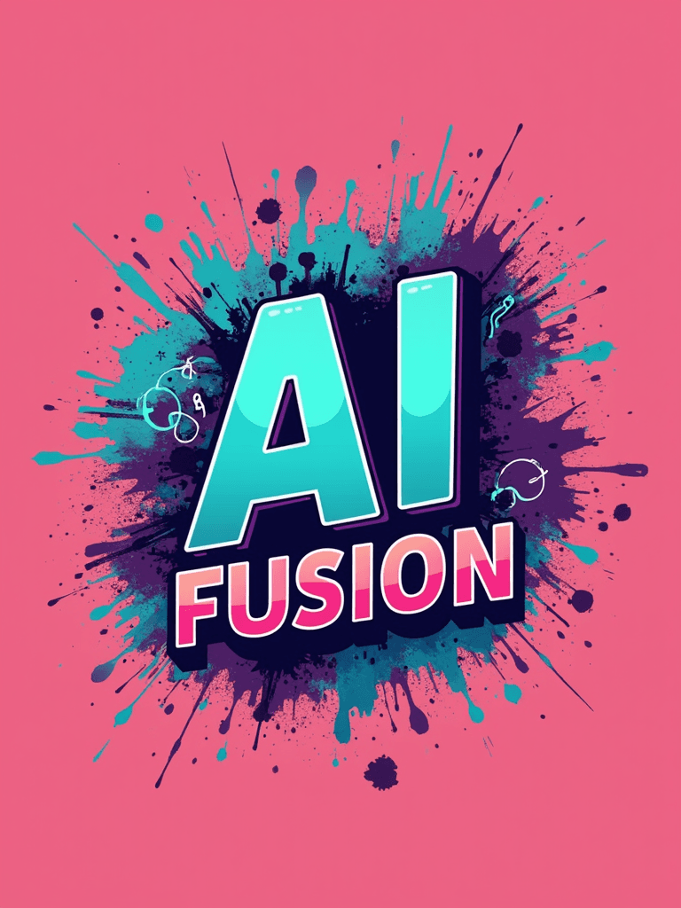 Podcast Logo for a show called 'AI Fusion',Pop Art elements